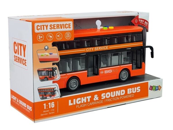 Double-decker Bus with Friction Drive Sound Lights 1:16 Orange - Image 4