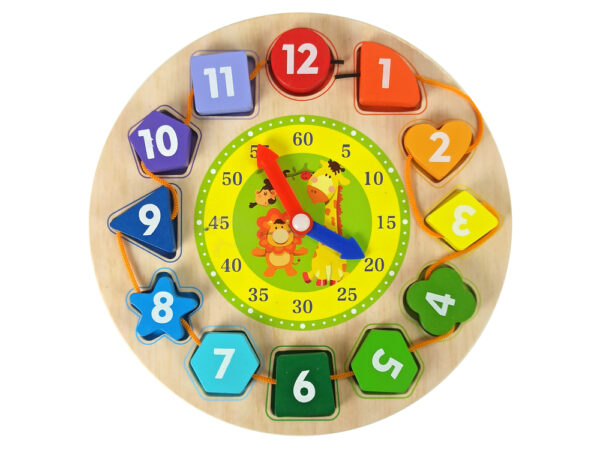 Wooden Educational Sorter Clock Learning Numbers Shapes Colours - Image 4