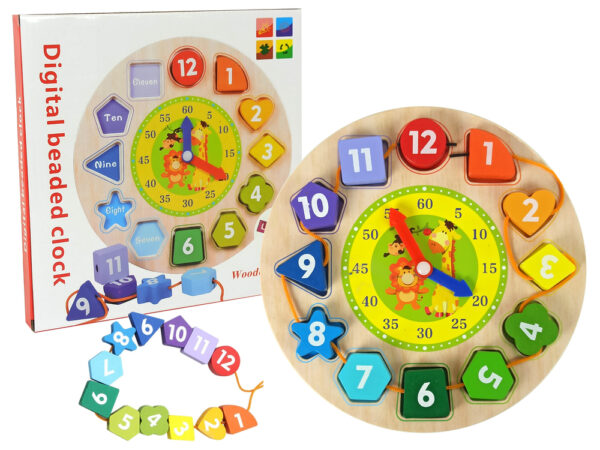 Wooden Educational Sorter Clock Learning Numbers Shapes Colours - Image 5