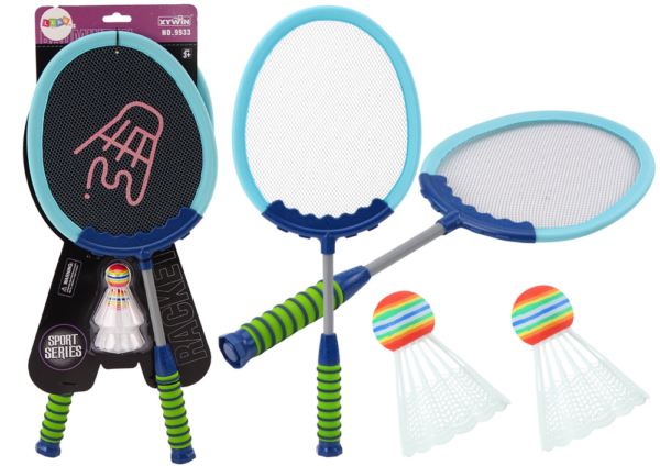 Set za badminton 2 loptice + 2 reketa - plavi