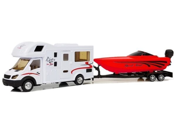 Camper with Red Motorboat and 1:48 Friction Drive - Image 2