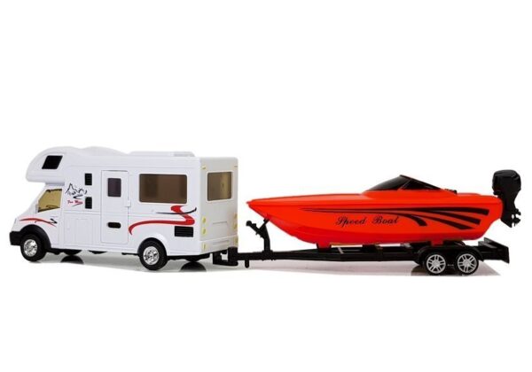 Camper with Red Motorboat and 1:48 Friction Drive - Image 3