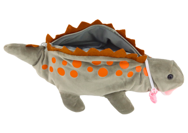 Plush Dinosaur Pencil Case Storage Box Pendant Gray - Image 3