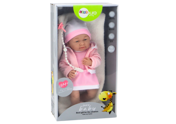 Baby Doll With Pacifier Dress Pink Hat Blanket Accessories 35 cm - Image 3