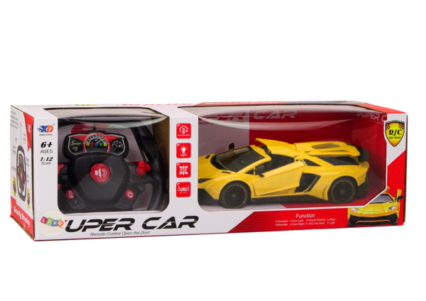 Auto na daljinsko upravljanje Sports Car 1:12 s vratima na otvaranje - žuti - Image 4