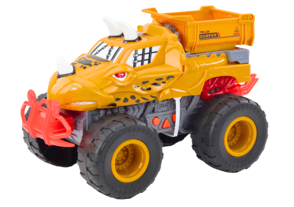 Off-road Car Dinosaur Friction Drive Dump Truck Orange - Image 2