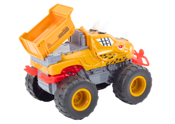 Off-road Car Dinosaur Friction Drive Dump Truck Orange - Image 3