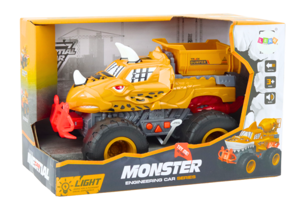 Off-road Car Dinosaur Friction Drive Dump Truck Orange - Image 4