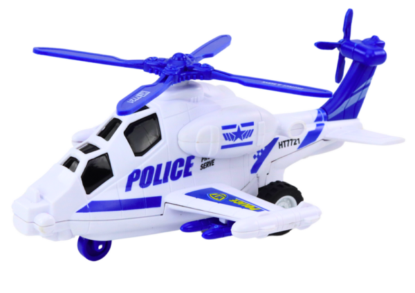 Police Helicopter White or Black Friction Drive Light and Sound - Image 2