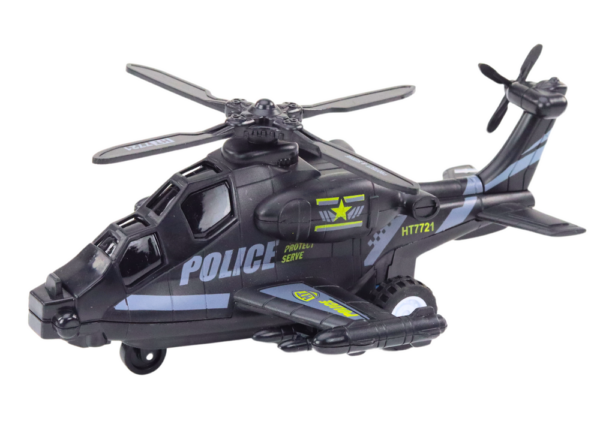 Police Helicopter White or Black Friction Drive Light and Sound - Image 3