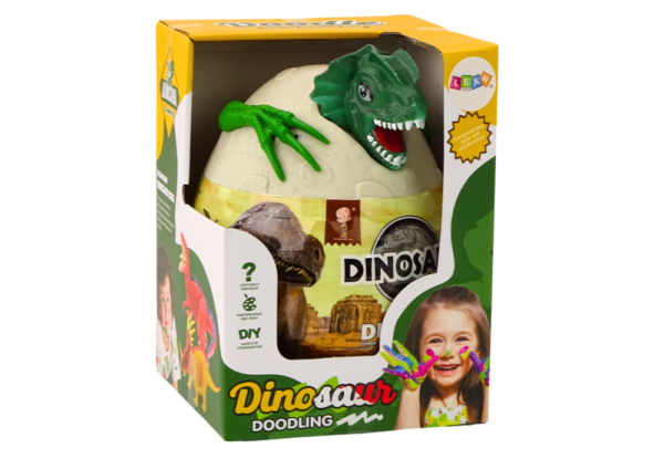 Jaje s dinosaurima za bojanje DIY sa kistovima i bojama - zelena - Image 3