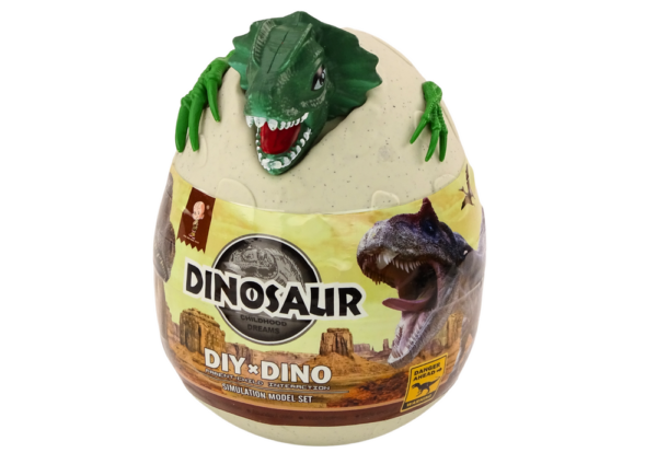 Jaje s dinosaurima za bojanje DIY sa kistovima i bojama - zelena - Image 4