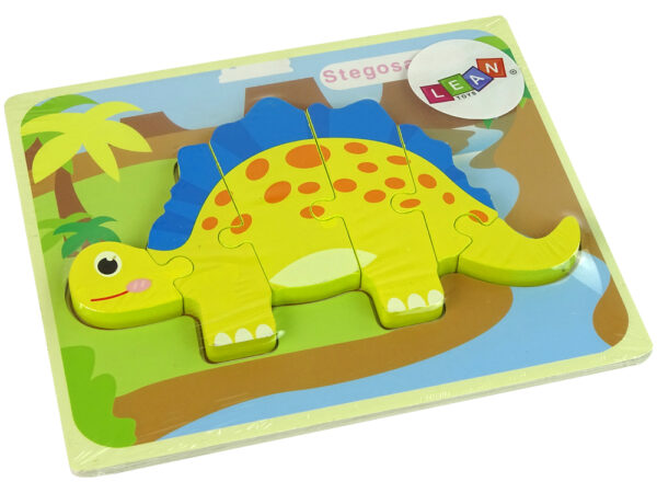 Wooden Puzzle Dinosaur Stegosaurus Yellow - Image 2