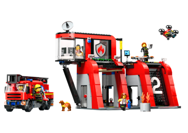 LEGO CITY Bricks Fire Station With Fire Truck 843 Elements 60414 - Image 2