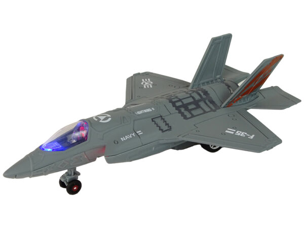 Airplane Friction Drive Lights Sounds 1:72 Dark Gray - Image 2