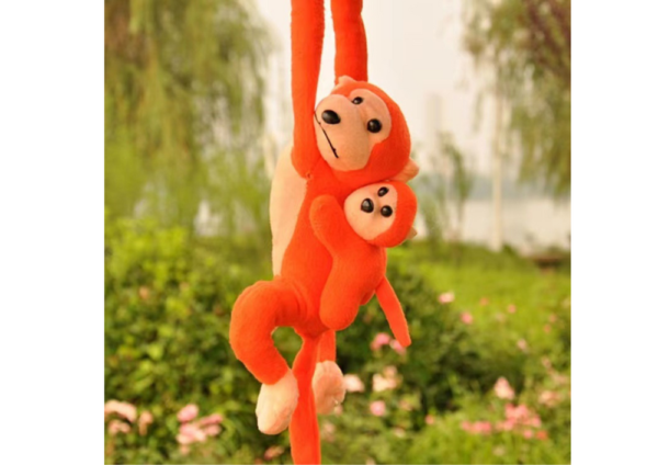 Mascot Plush Monkey with Baby, Orange 90 cm