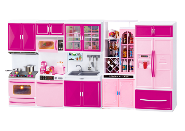 Kitchen Furniture Set for Dolls Fridge Stove Accessories Pink - Image 2