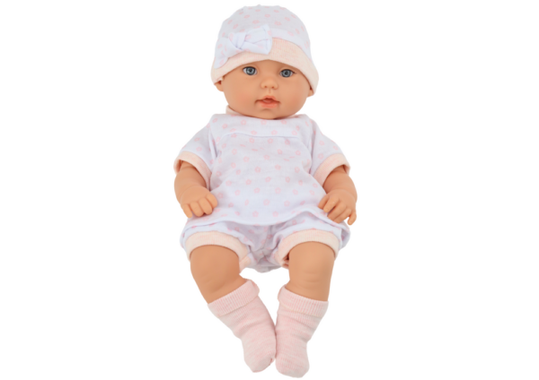 Baby Doll in White Pajamas, Hat, Blanket, Cushion - Image 3