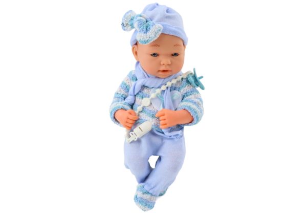 Baby doll, striped sweater, hat, blue scarf - Image 2