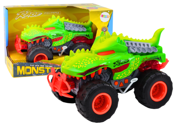 Off-Road Car Dinosaur T-Rex Lights Sounds Drive Green