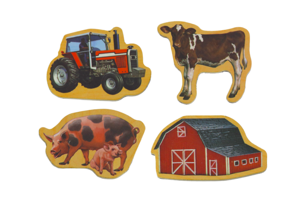 Set of Wooden Magnets, Home Animals, Agricultural Machines, 20 Pieces - Image 3