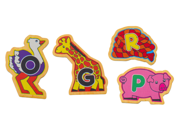 Set of Wooden Magnets Letters Pictures Animals Objects 26 Pieces - Image 3