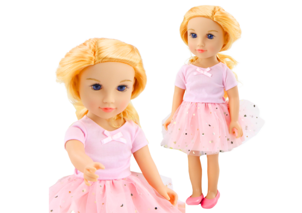 Doll in a dress with tulle, pink, blonde hair, 18' - Image 2