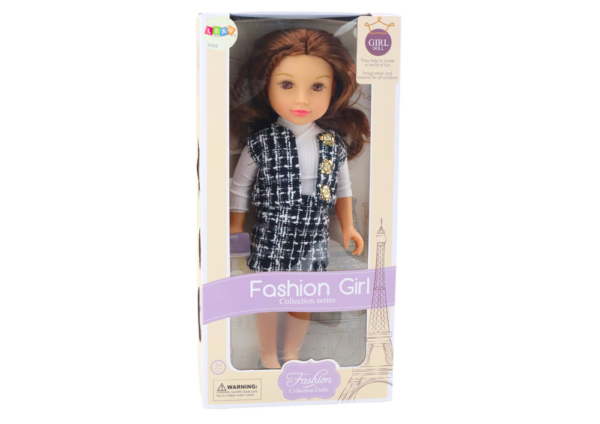 Doll In Elegant Checked Clothes Brown Hair 18' - Image 4