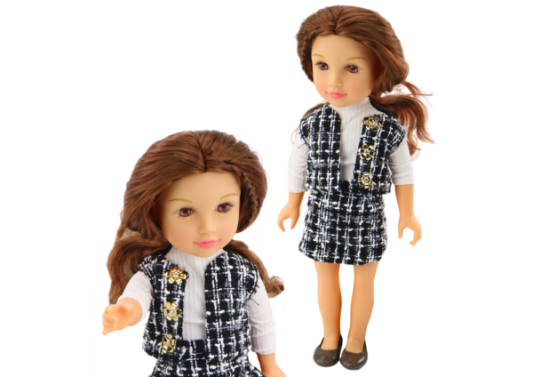 Doll In Elegant Checked Clothes Brown Hair 18' - Image 2