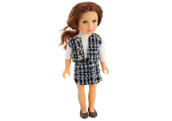 Doll In Elegant Checked Clothes Brown Hair 18' - Image 3