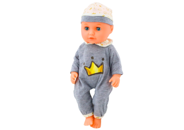 Baby Doll In Gray Pajamas Peeing Bottle Pacifier Sounds - Image 2