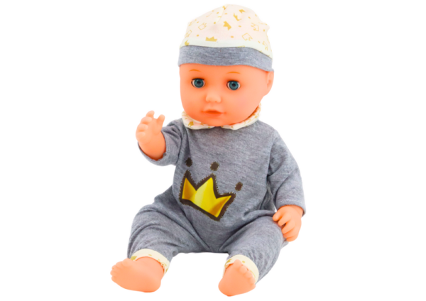 Baby Doll In Gray Pajamas Peeing Bottle Pacifier Sounds - Image 3