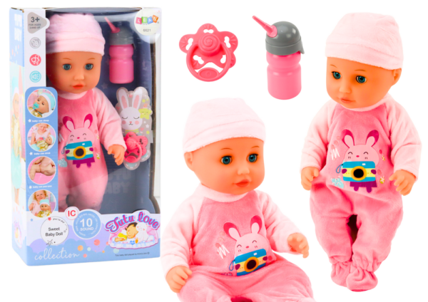 Baby Doll In Pink Pajamas Peeing Bottle Pacifier Sounds