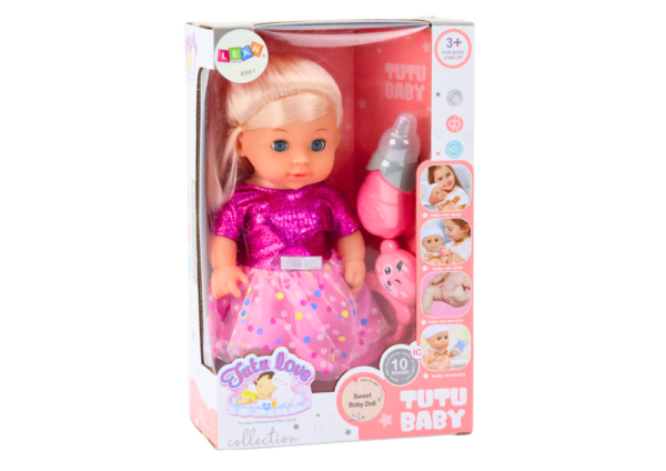 Doll In Pink Dress Peeing Bottle Rattle Sounds - Image 5