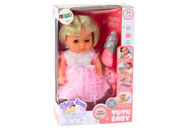 Doll In Light Pink Dress Peeing Bottle Rattle Sounds - Image 5