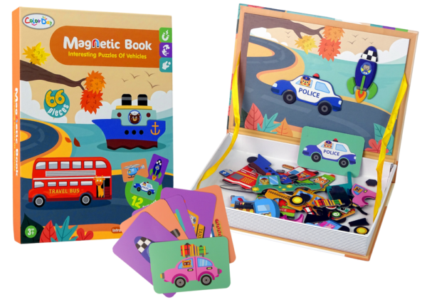 Magnetic Jigsaw Book Vehicles Cards Helicopter Police