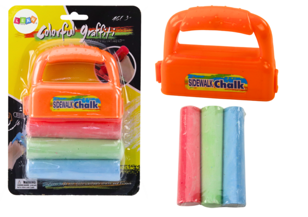 Set of Chalks with Handles Thick Sidewalk Chalk Orange 3 Pcs