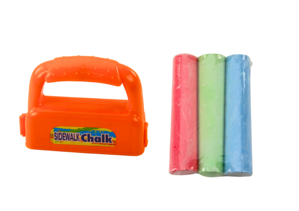 Set of Chalks with Handles Thick Sidewalk Chalk Orange 3 Pcs - Image 2