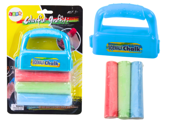 Set of Chalks with Handle Thick Sidewalk Chalk Blue 3 Pcs