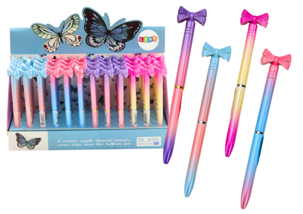 Pen with Bow Colorful Blue Refill 0.7mm Mix