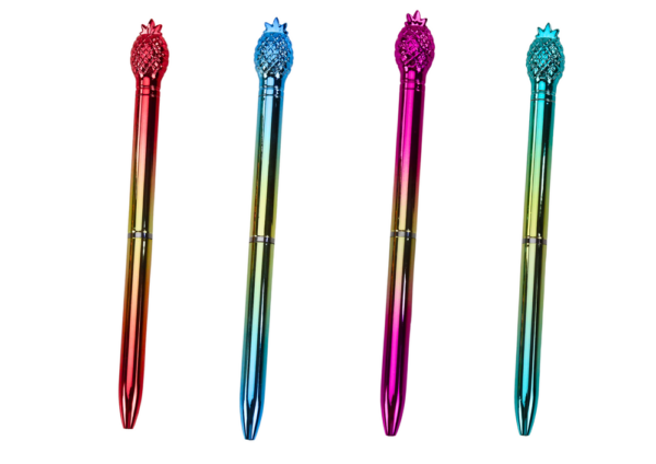 Pineapple Ballpoint Pen Shiny Gold Color Blue Refill 0.7mm Mix - Image 2