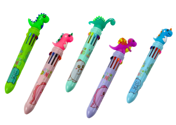 Multicolor Dinosaur Automatic Pen 10 Colors Mix - Image 2