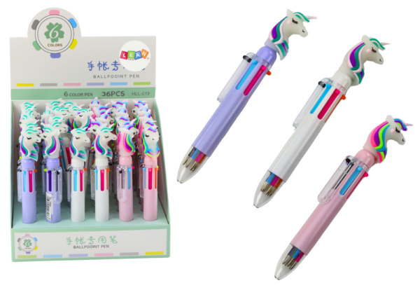 Multicolor Unicorn Automatic Pen 6 Colors Mix