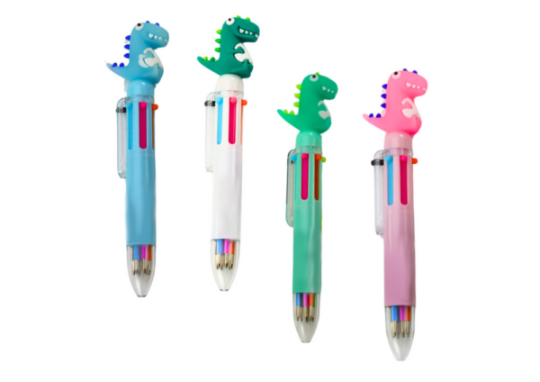 Multicolor Dinosaur Automatic Pen 6 Colors Mix - Image 2