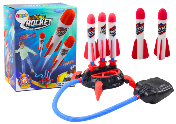 Triple Launcher Catapult Foam Rocket Push Up Game