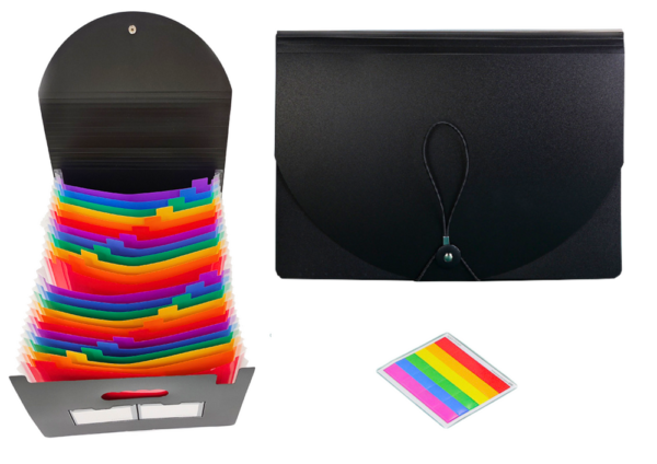 Organizer Folder With Compartments Colorful Tabs Documents A4