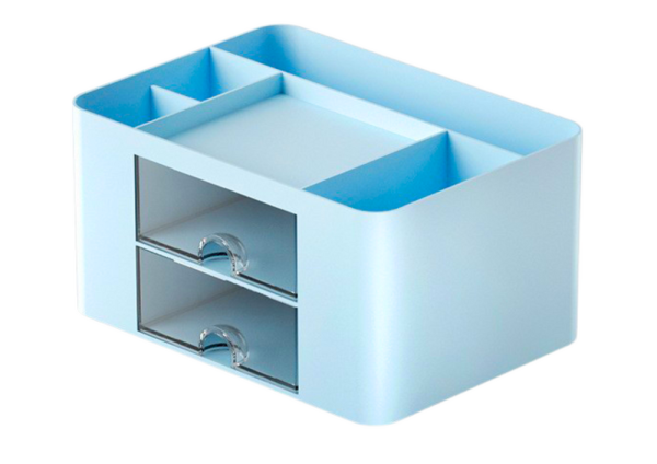 Stolni organizator s ladicama i pretincima - plavi - Slika 3