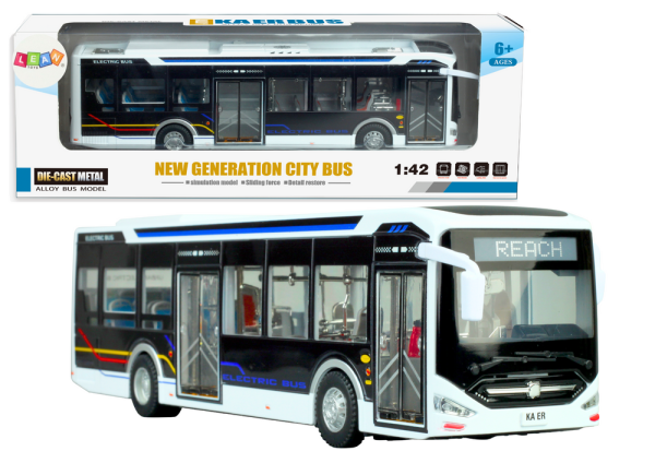 Electric City Bus 1:42 Metal Lights White