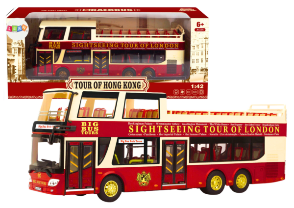 Double-decker Tour Bus 1:42 Metal Lights Red - Image 2