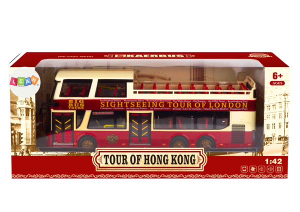 Double-decker Tour Bus 1:42 Metal Lights Red - Image 3